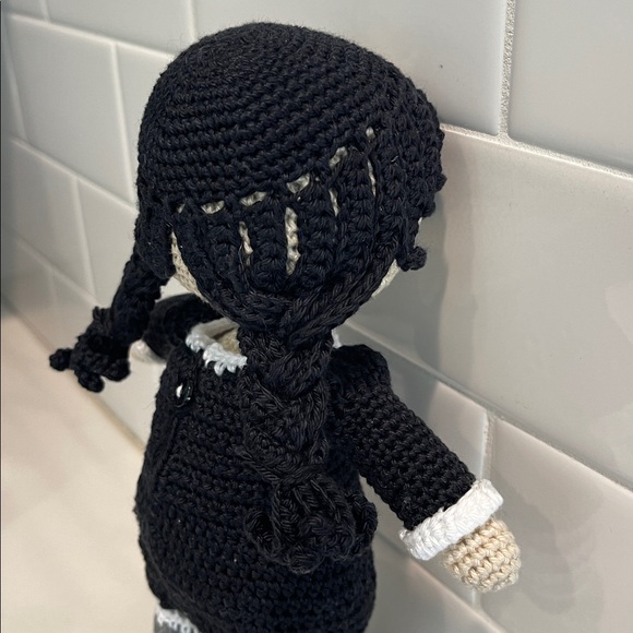 Handcrafted Wednesday Doll Crochet Decor Toy Addams Family - Picture 7 of 12